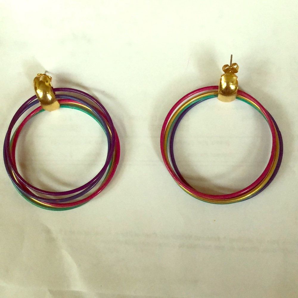 Vintage Retro Multicolor Hoop Earrings